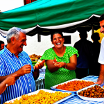 Home 10 **
"A vibrant scene at a local sagra (food festival) in a small Italian village. People are laughing and enjoying traditional food. Vendors are selling artisan goods. Everyone is fully clothed in appropriate attire. The scene is bright and cheerful. Safe for work, appropriate content, professional, modest, family-friendly. Perfect anatomy, correct proportions, natural pose, well-formed hands, proper finger count, natural body proportions."
**