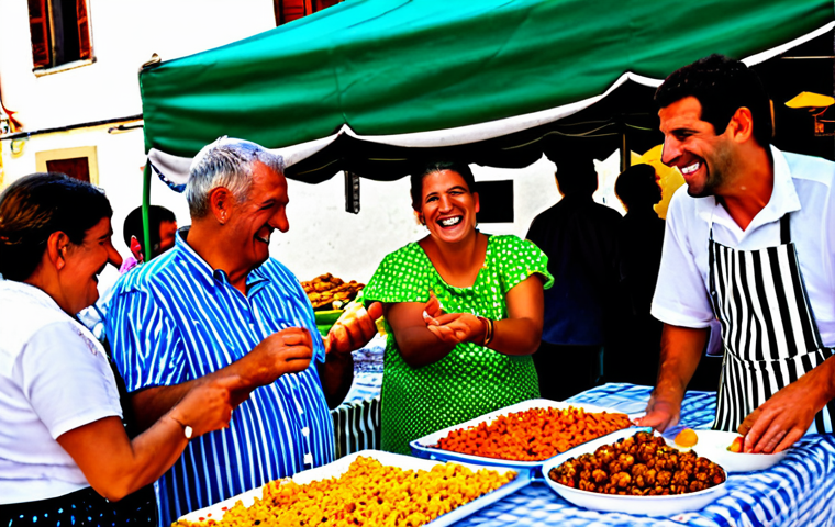 **

"A vibrant scene at a local sagra (food festival) in a small Italian village. People are laughing and enjoying traditional food. Vendors are selling artisan goods. Everyone is fully clothed in appropriate attire. The scene is bright and cheerful.  Safe for work, appropriate content, professional, modest, family-friendly. Perfect anatomy, correct proportions, natural pose, well-formed hands, proper finger count, natural body proportions."

**